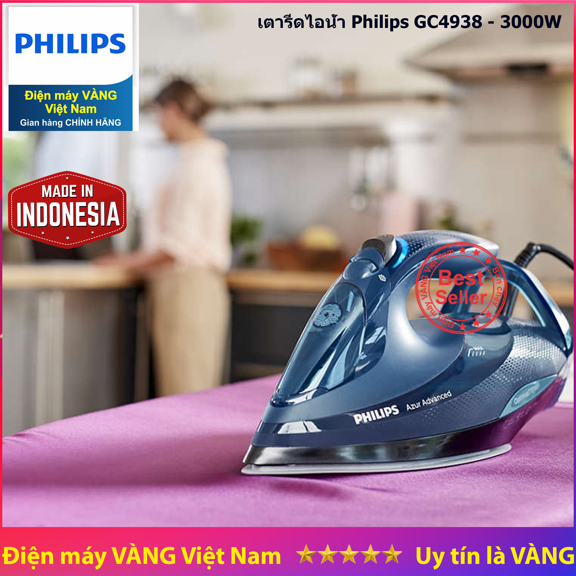 Bàn ủi hơi nước cao cấp indonesia Philips GC4938