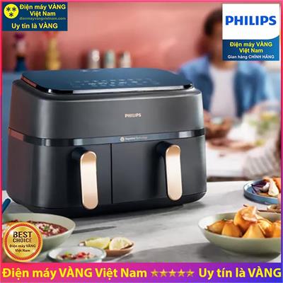 Nồi chiên không dầu hai ngăn hai giỏ chiên Dual Basket Philips NA352/00 NA352 Tổng dung tích 9L - Hàng phân phối chính hãng