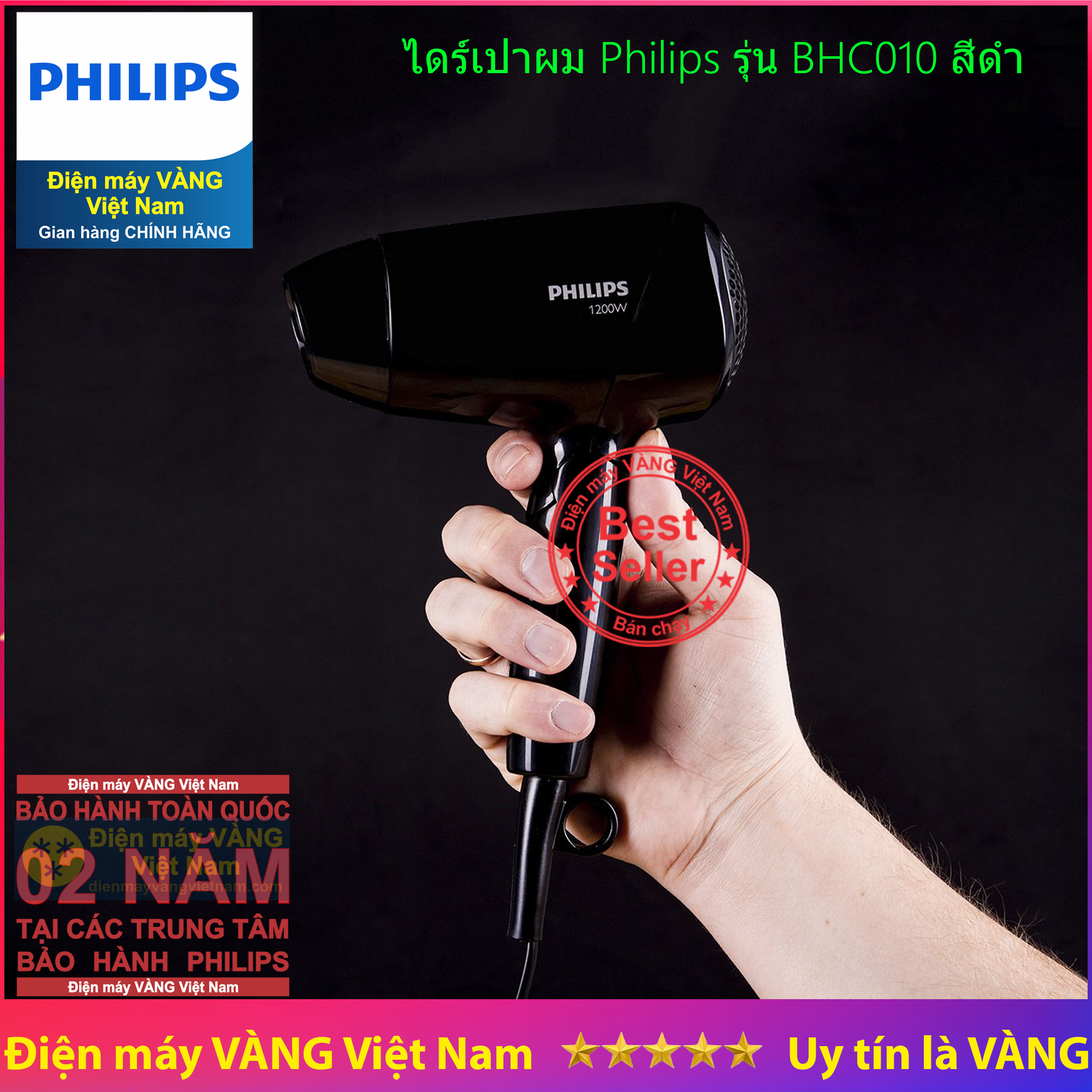 Máy sấy tóc du lịch Philips BHC010/10 Black