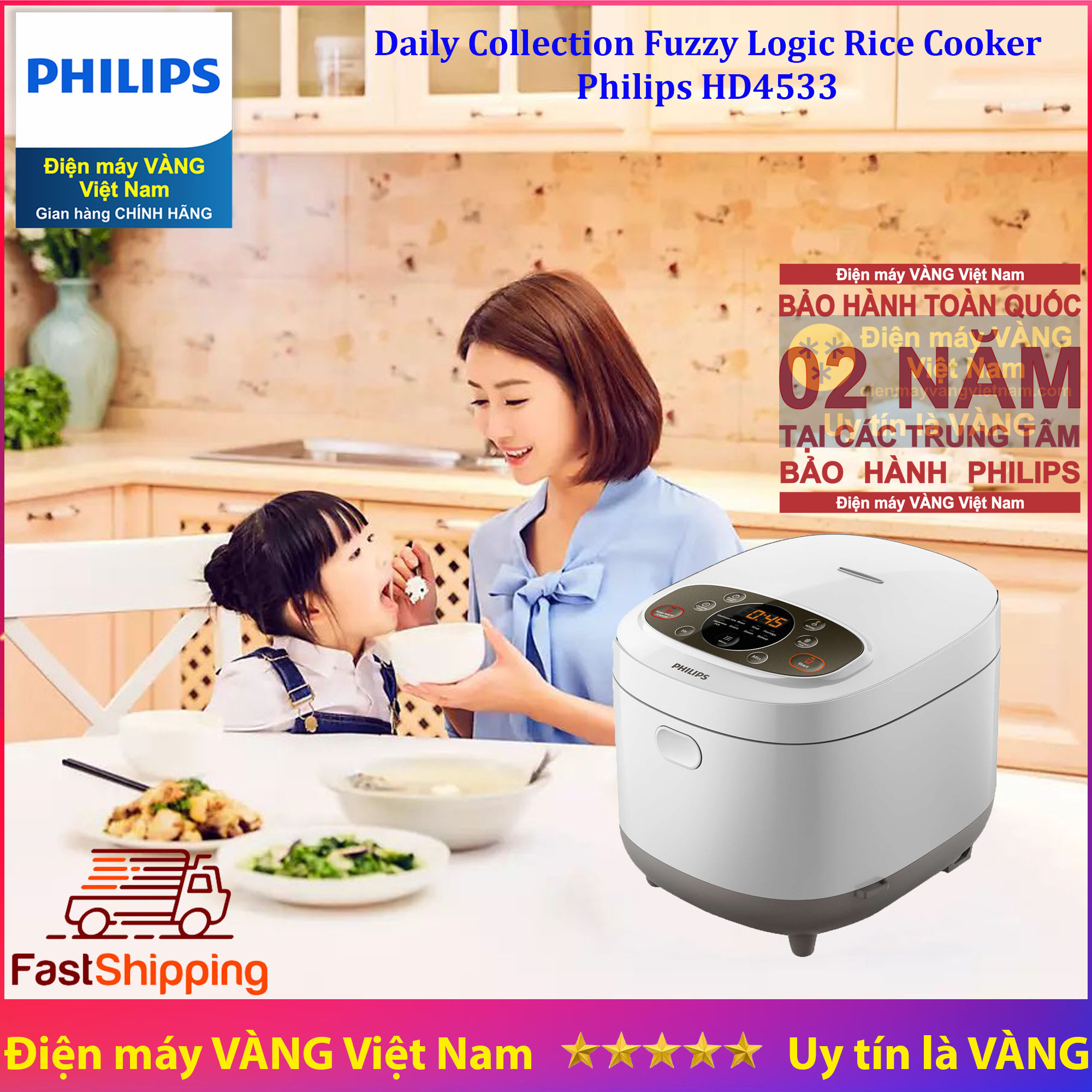 Nồi cơm điện tử Philips HD4533 1.8 lít