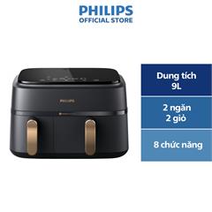 Nồi chiên không dầu hai ngăn hai giỏ chiên Dual Basket Philips NA352/00 NA352 Tổng dung tích 9L - Hàng phân phối chính hãng