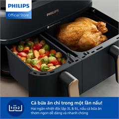 Nồi chiên không dầu hai ngăn hai giỏ chiên Dual Basket Philips NA352/00 NA352 Tổng dung tích 9L - Hàng phân phối chính hãng