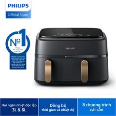 Nồi chiên không dầu hai ngăn hai giỏ chiên Dual Basket Philips NA352/00 NA352 Tổng dung tích 9L - Hàng phân phối chính hãng